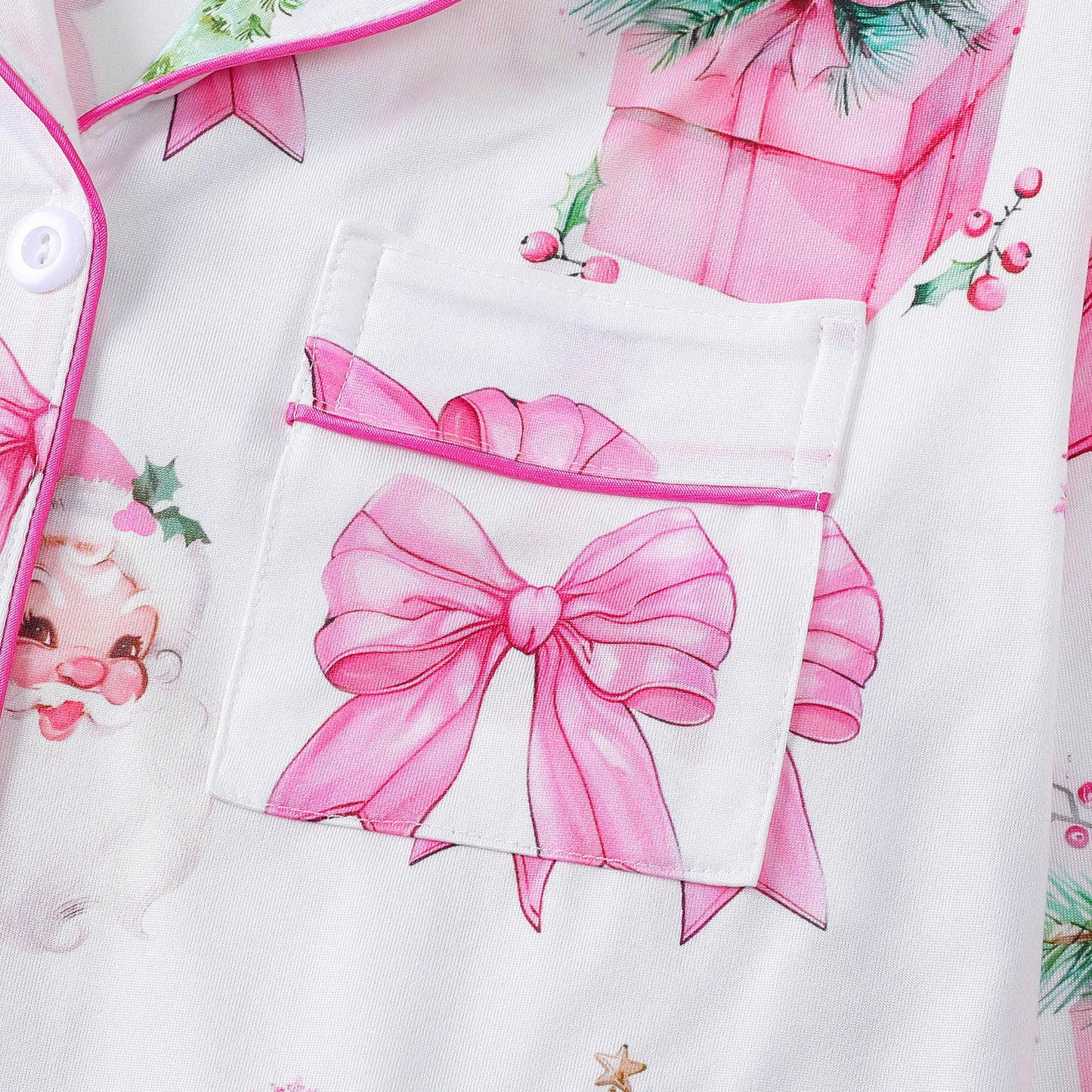 Women's Pajamas Four Seasons Christmas Printing Lapel Long Sleeve