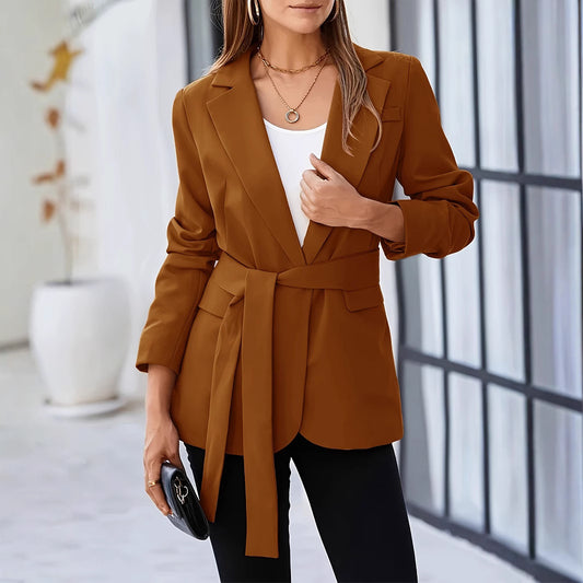 New Stylish Casual Solid-color Lapel Jacket For Women