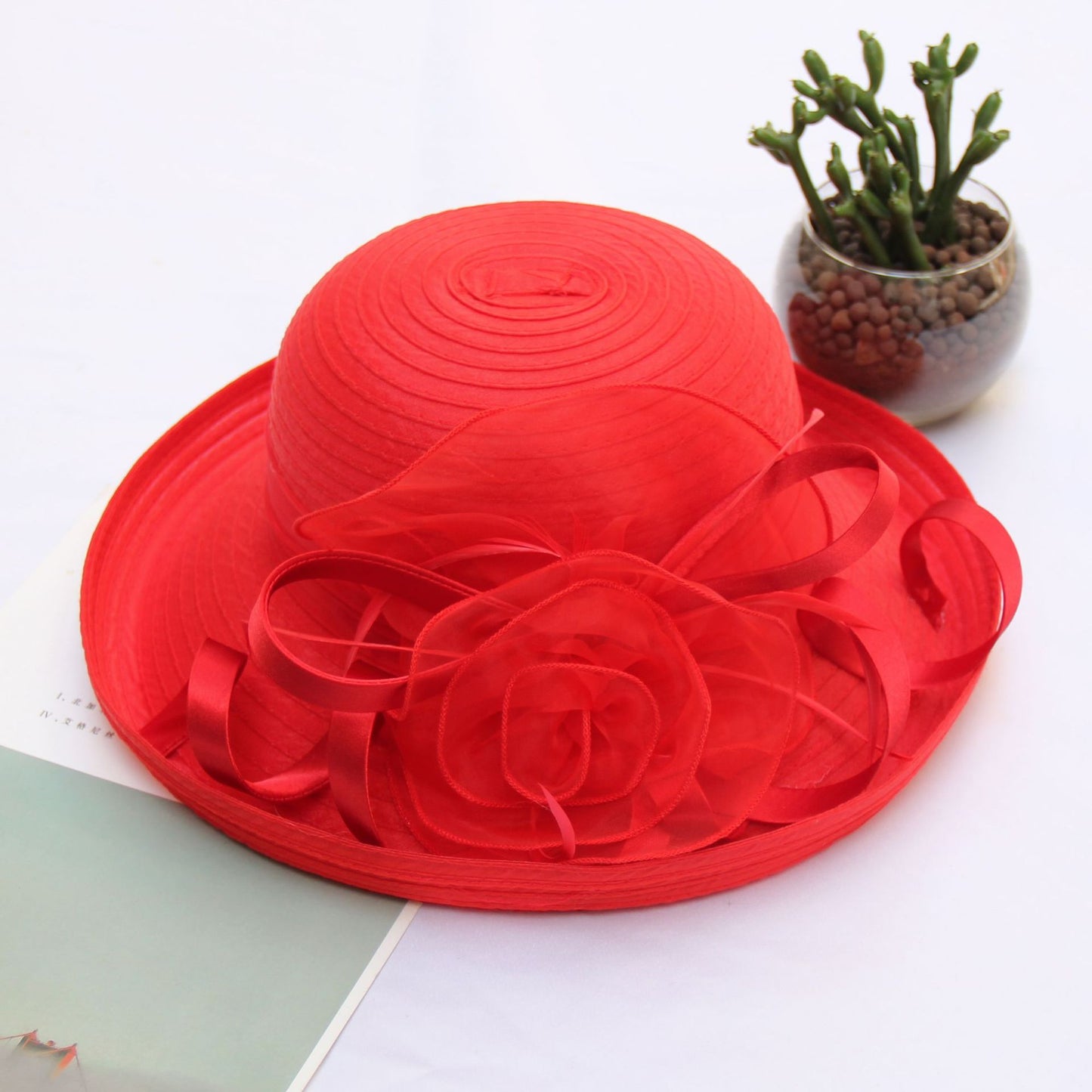 Sun Protection Sun Hat Organza Flower Mesh