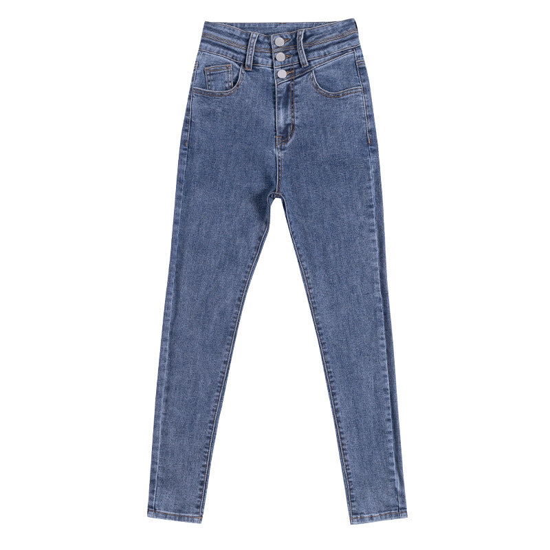 Slim Slim Denim Pencil Pants With Stretch Feet
