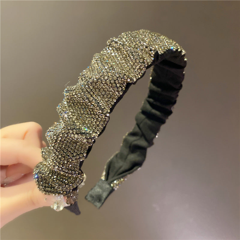 Retro French Full Rhinestone Crystal Headband Wash Face Pressure Hairband