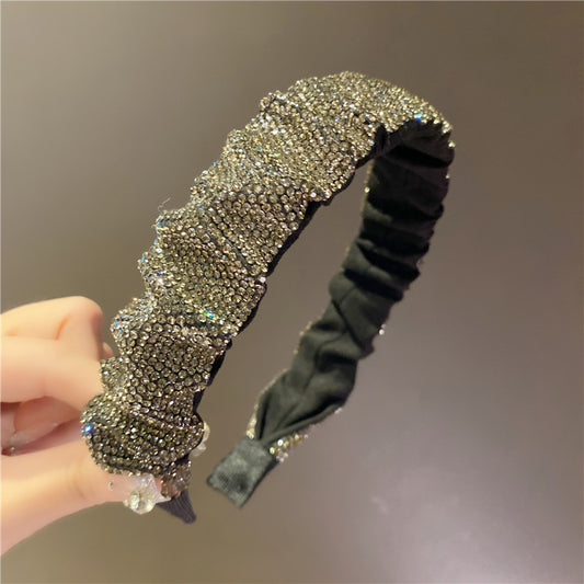 Retro French Full Rhinestone Crystal Headband Wash Face Pressure Hairband