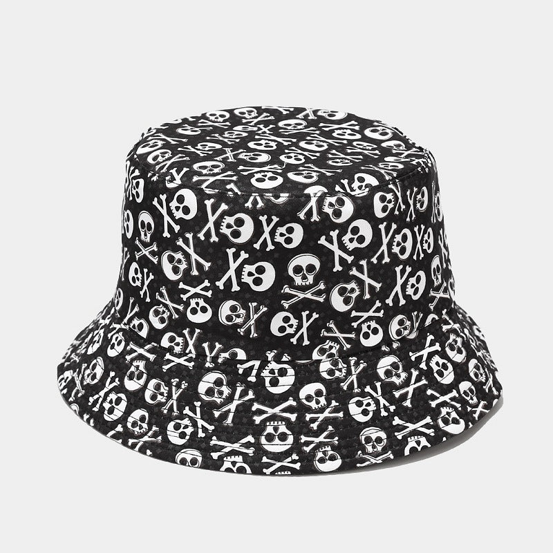 Fashionable Sunshade Skull Pattern Double-sided Bucket Hat