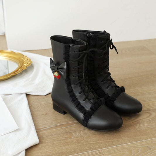 Sweet Bow Flat Darling Women's Boots Lace-up