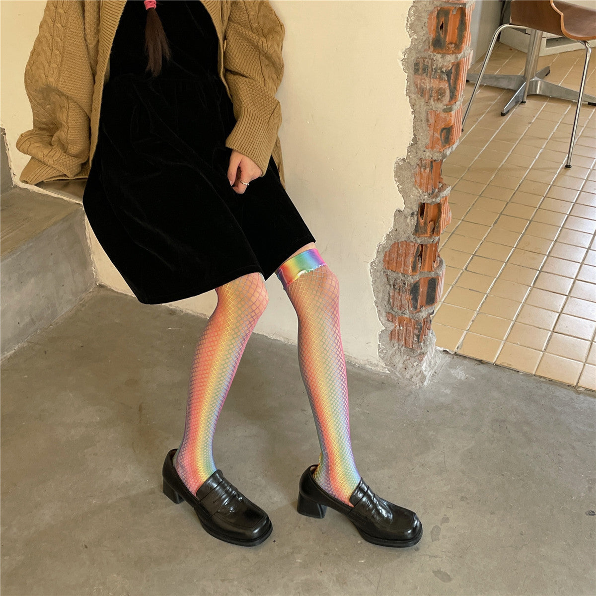 Thigh Mesh Stockings Color Women's Socks