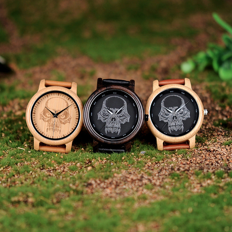 Leather Bamboo And Wood Watch