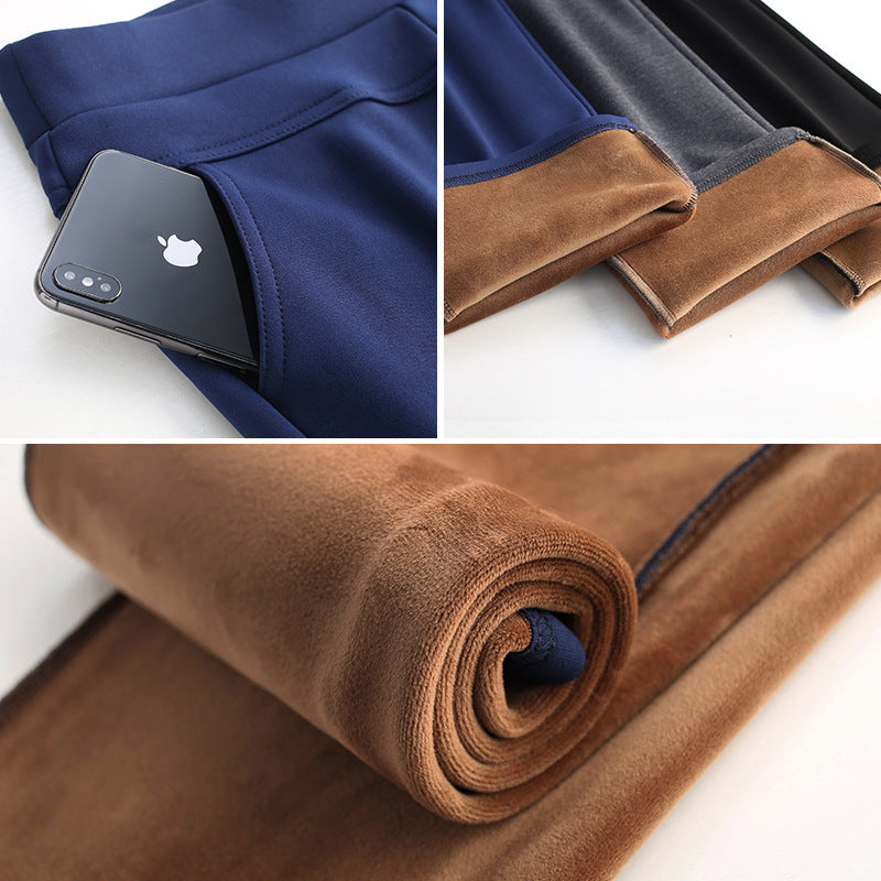 Stretch slim straight-leg pants trousers