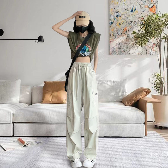High Waist Slimming Draping Ankle-tied Trousers For Women