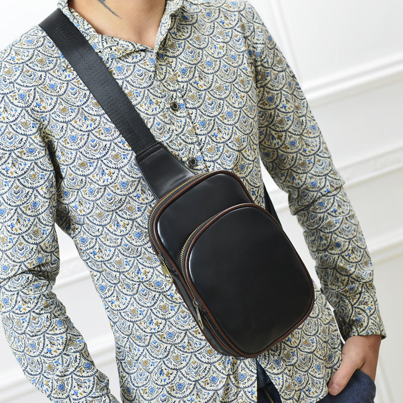 Wholesale new PU Leather Men's chest pack fashionable leisure Xiekua package Chaonan retro single shoulder bag