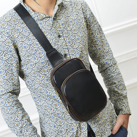 Wholesale new PU Leather Men's chest pack fashionable leisure Xiekua package Chaonan retro single shoulder bag