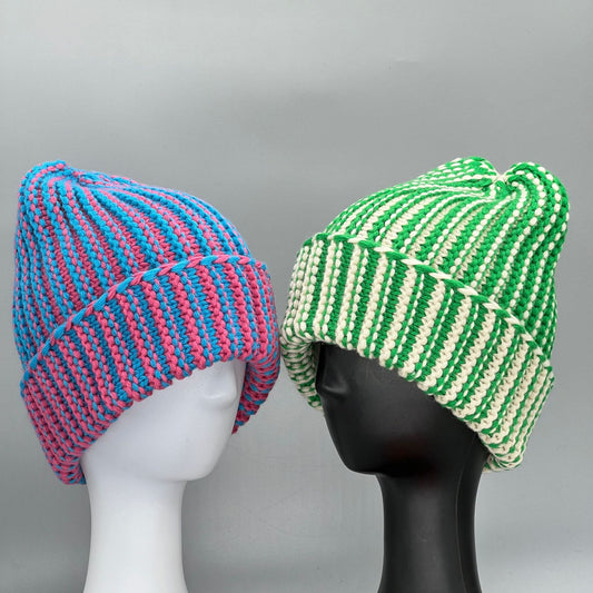 Autumn And Winter Hat Color Blocking Warm Ear Protection Wool Hat