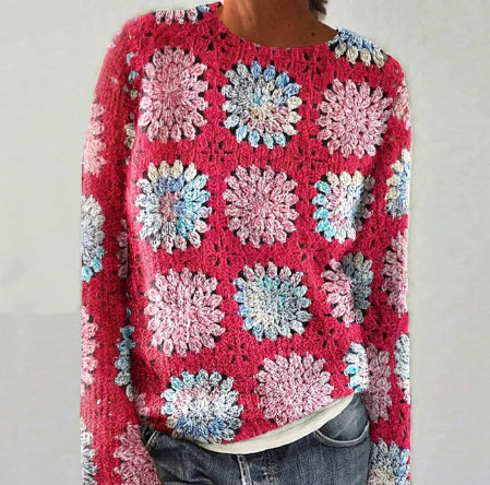 Round Neck Multicolor Loose Fashion Sweater Women