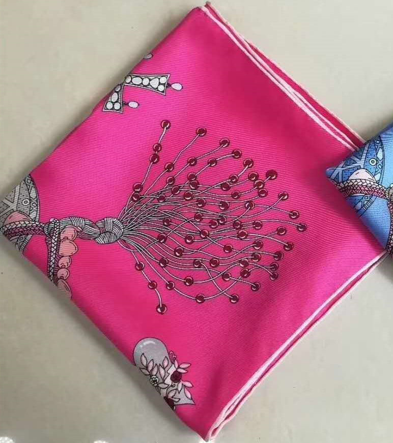 Screen Print Fuschia Silk Scarf