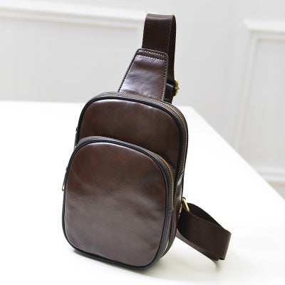 Wholesale new PU Leather Men's chest pack fashionable leisure Xiekua package Chaonan retro single shoulder bag
