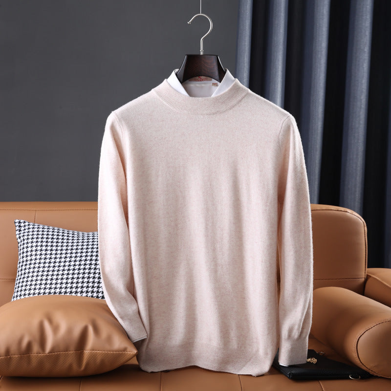 Cashmere Sweater, Men's Half High Collar Sweater, Youth