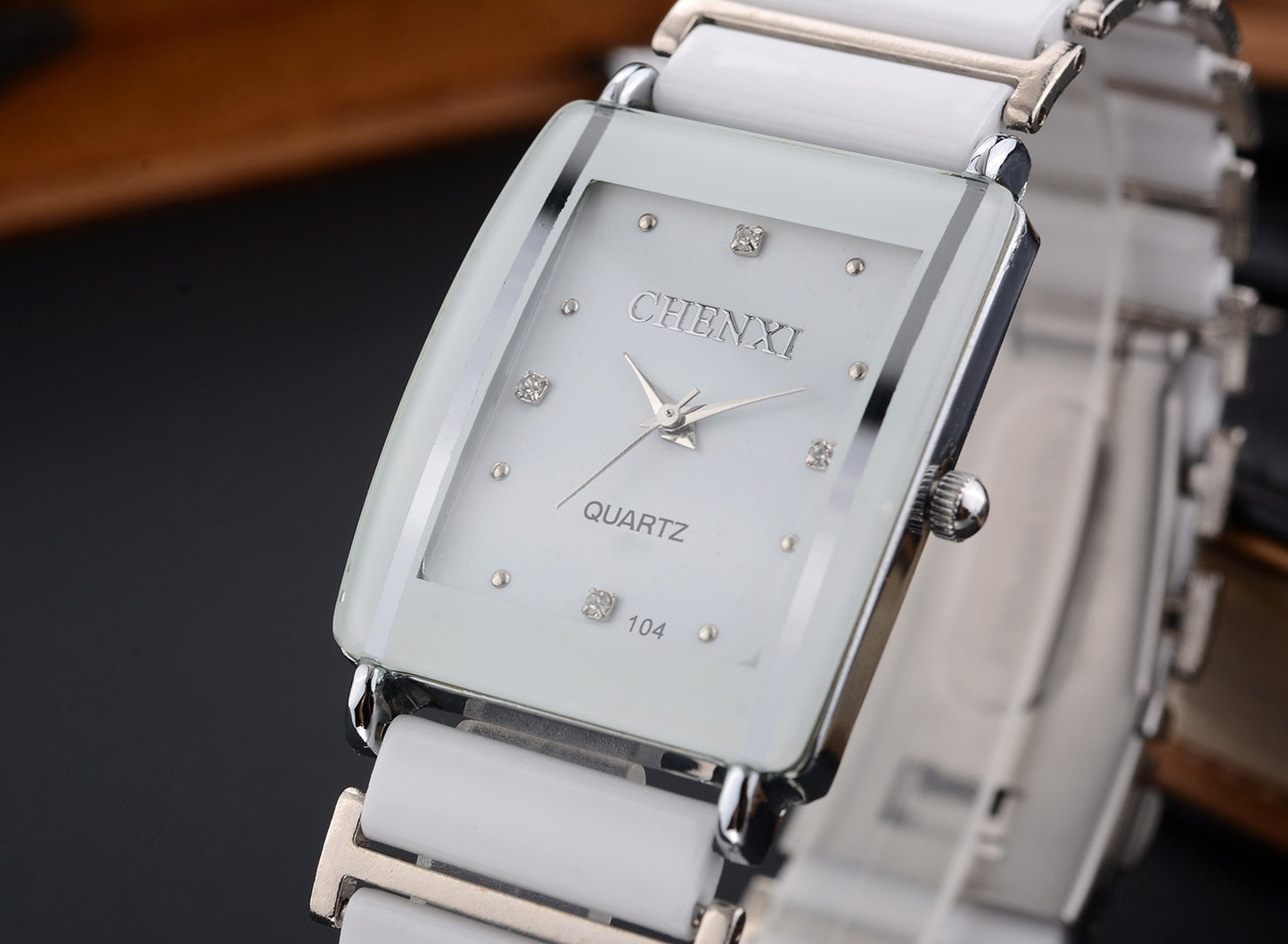 Couple's Square Diamond Set Quartz Watch