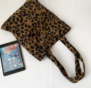 Corduroy leopard print bag