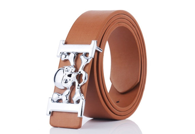 Student decorative skull smooth buckle belt