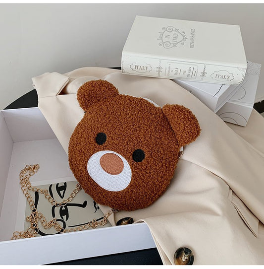 Cartoon plush bear messenger bag