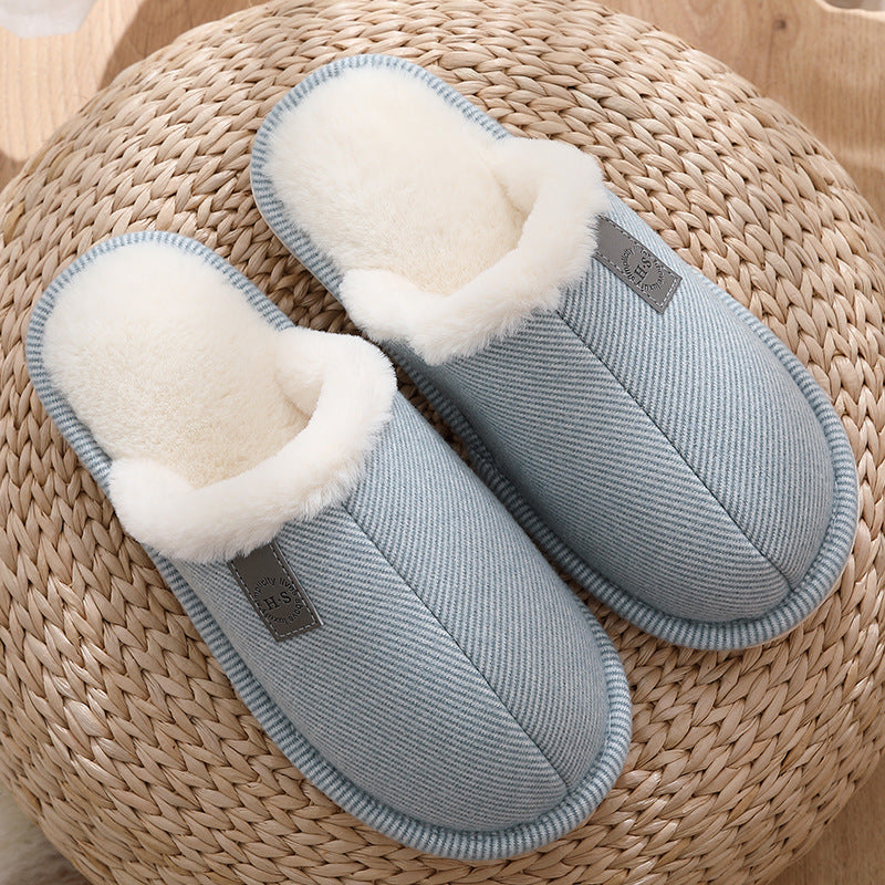 Autumn and winter plus velvet warm cotton slippers