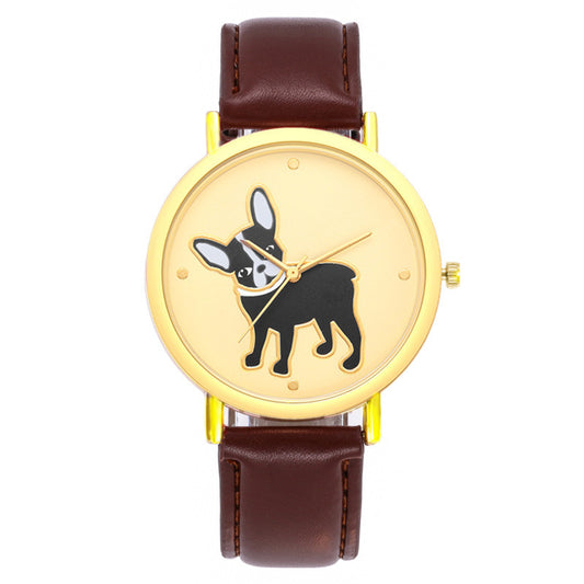 Fashion cute puppy pattern casual belt quartz watch