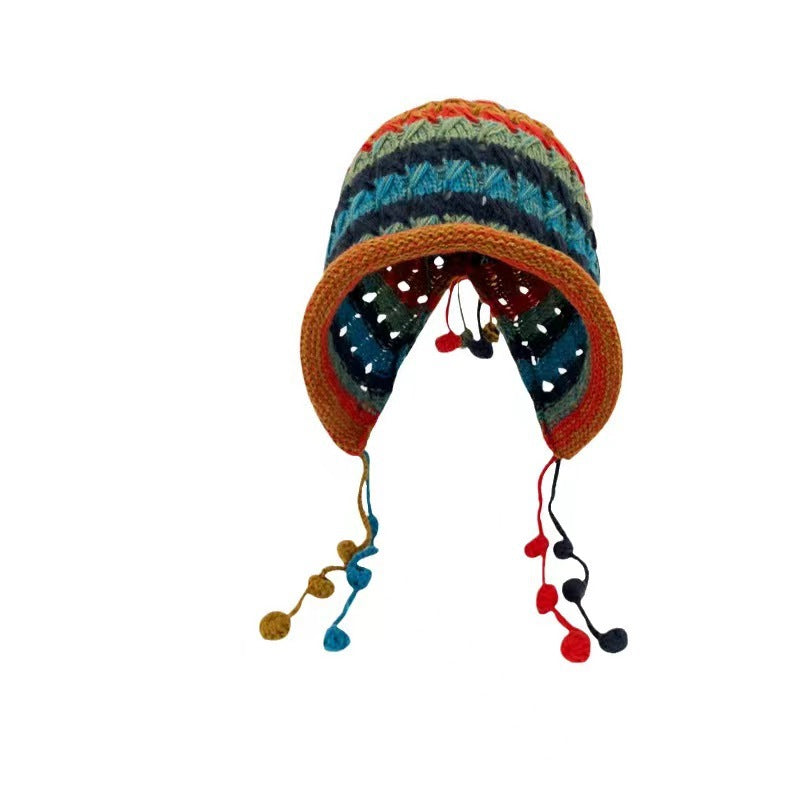 Season Handmade Crochet Color Ball Strap Wool Hat