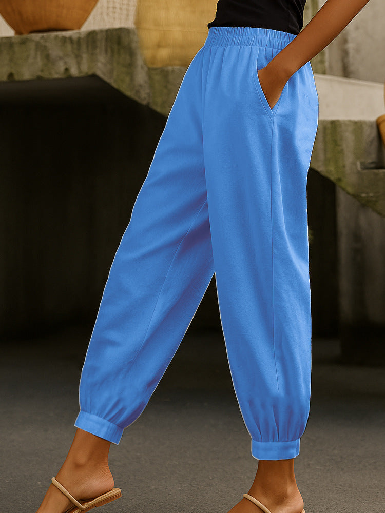 Stylish Casual Everyday Skinny Pants With Side Pockets And Elastic Waist