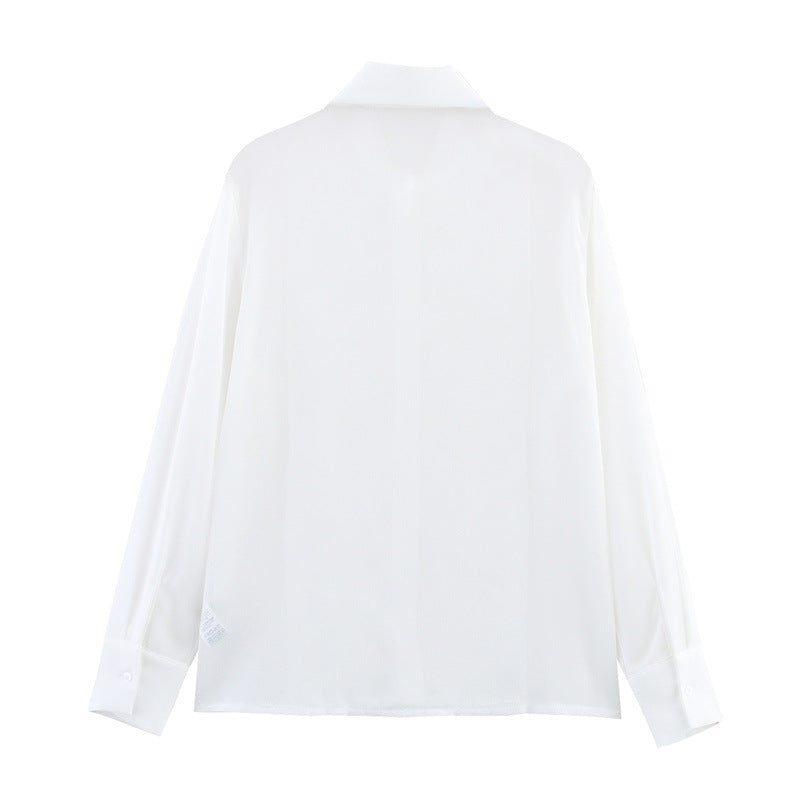 Fashionable Embroidered See-through Women's Long-sleeved Shirt