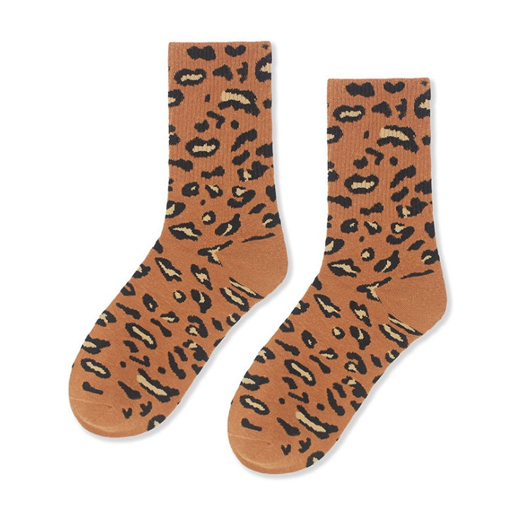 Leopard socks, female leopard, personality, tide, autumn and winter, Korean version, stockings