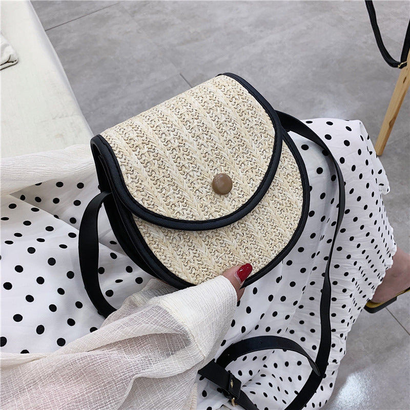 Korean style straw woven mobile phone bag