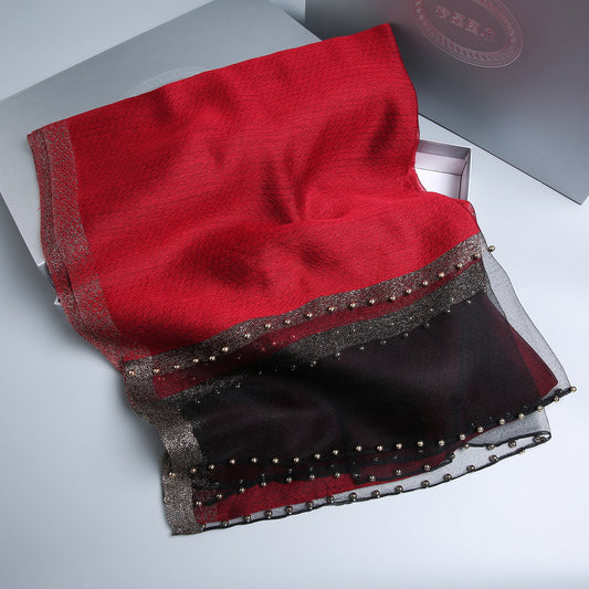 All-match bright hot rhinestone silk wool scarf