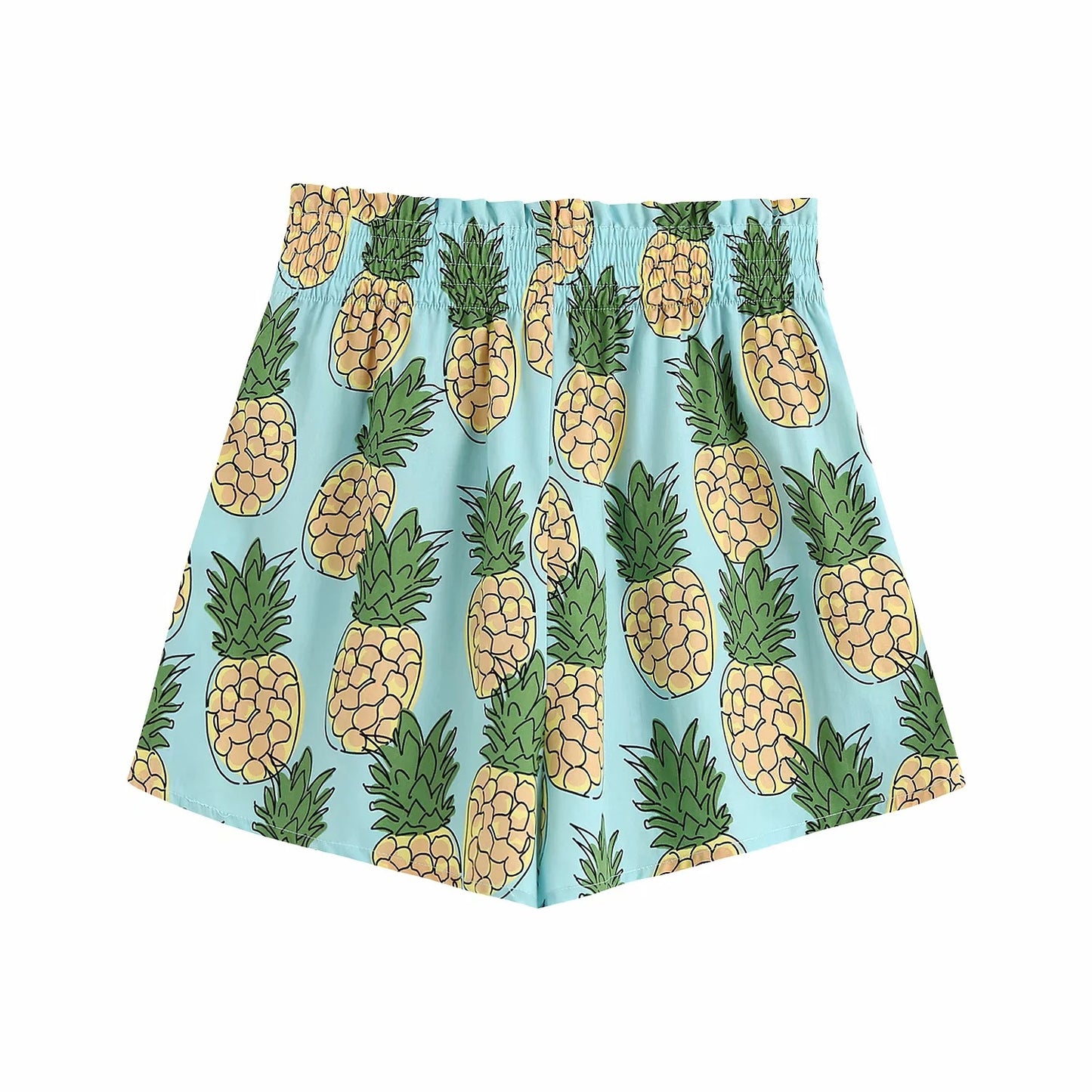 Loose waist slimming pineapple print shorts