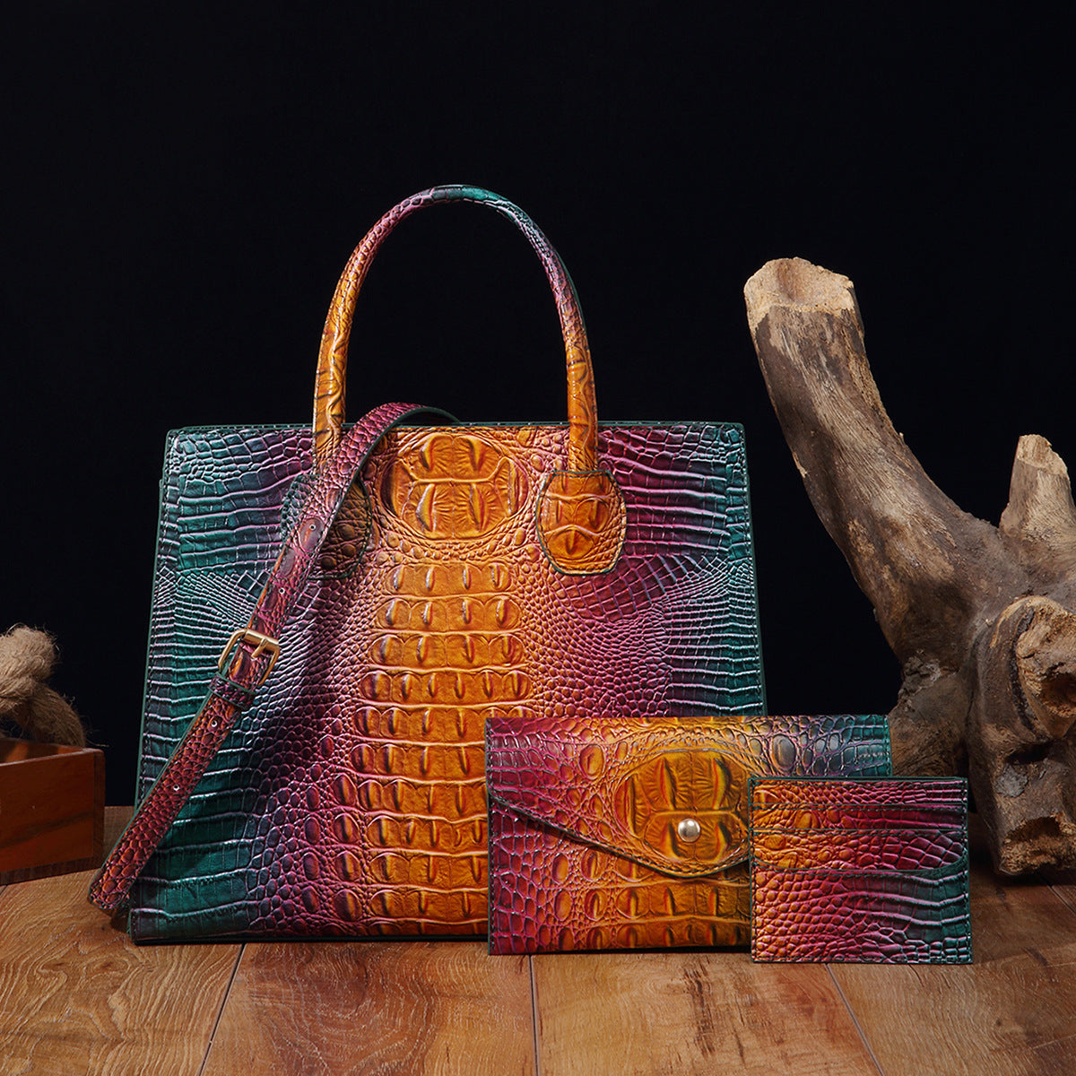Womens Crossbody Tote Bag  With Vibrant Crocodile-Grain Design In The Brummie Style