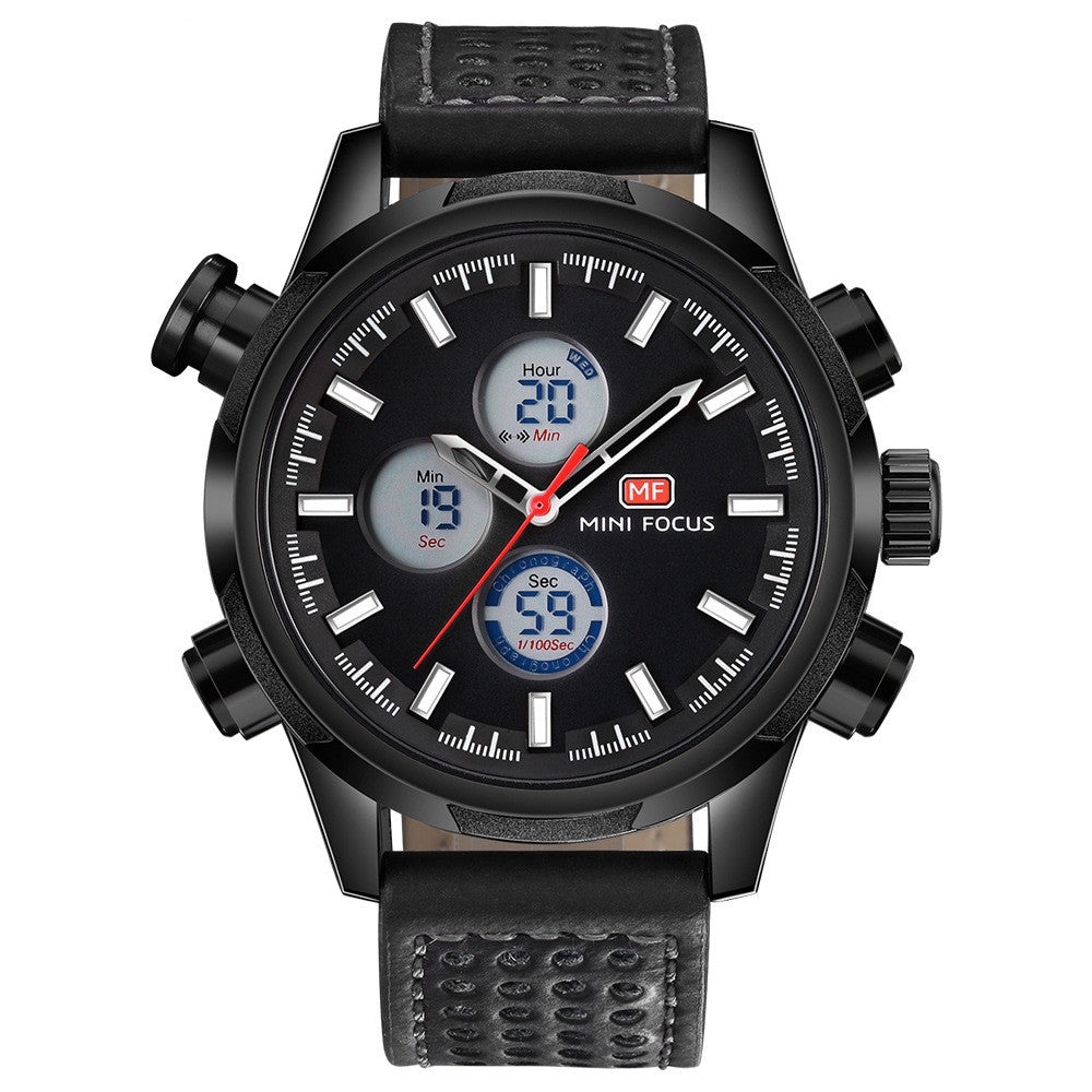 Double display luminous waterproof leather strap
