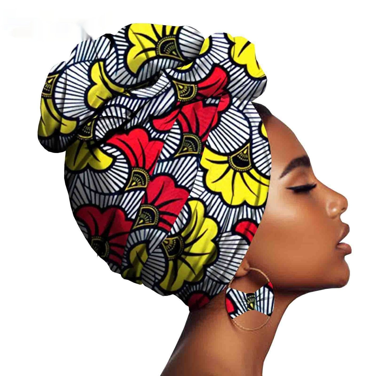 Batik Headscarf Exaggerated Earrings