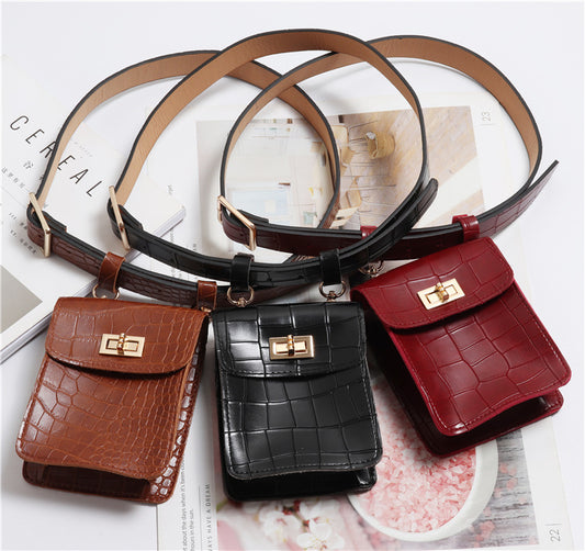 Camel leather women's belt bag