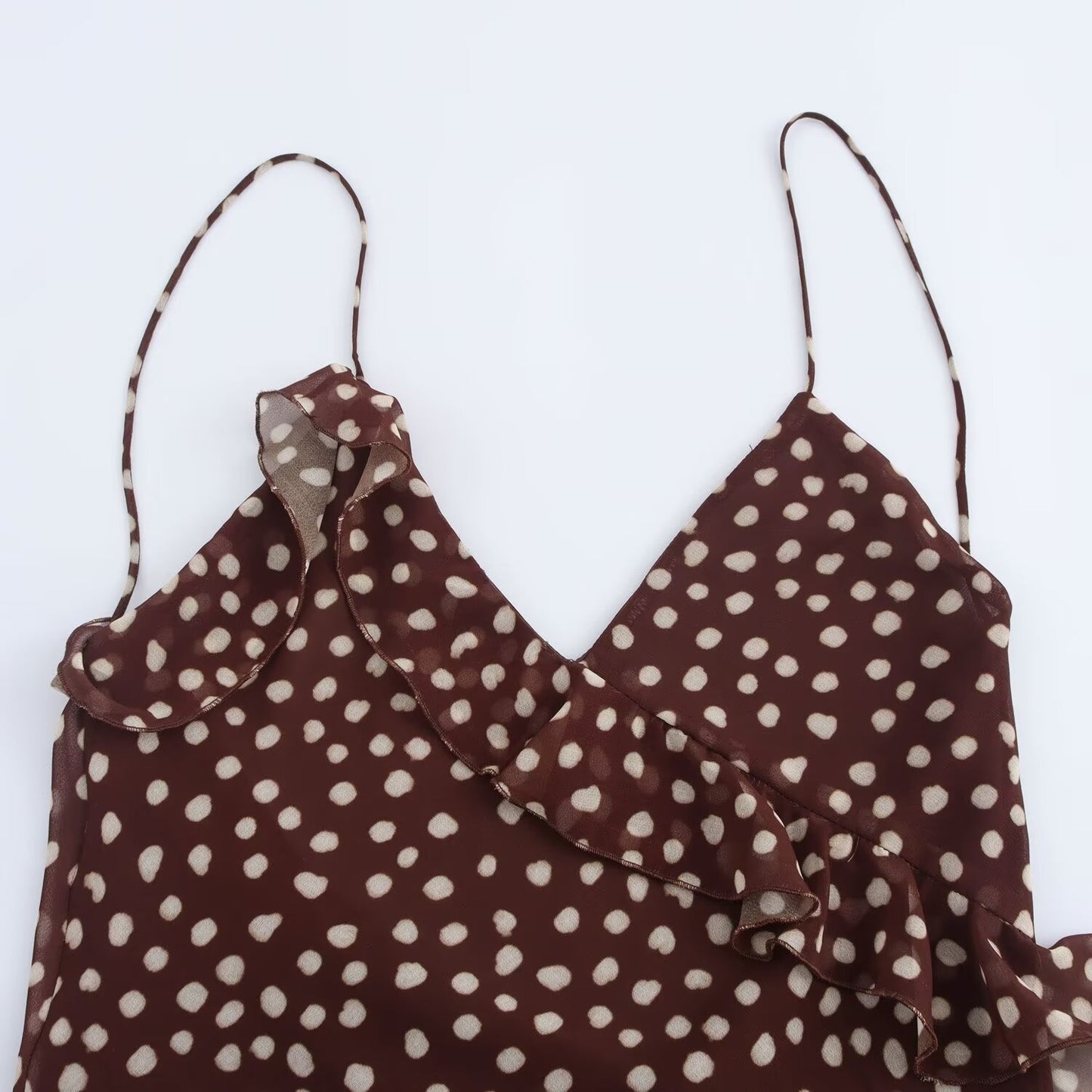 Layered Decorative Polka-Dot Slip Dress
