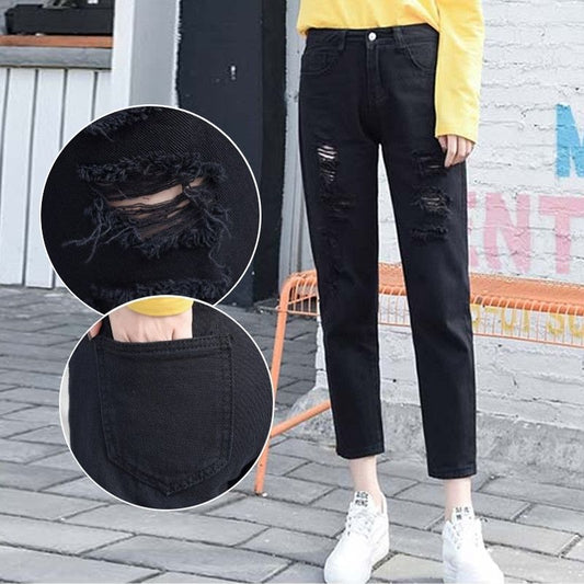 High waisted  jeans with holes