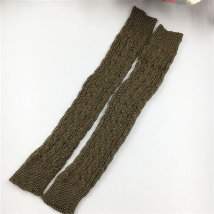 Women's Warm Solid Color Twist Long Half Finger Elastic Sleeves