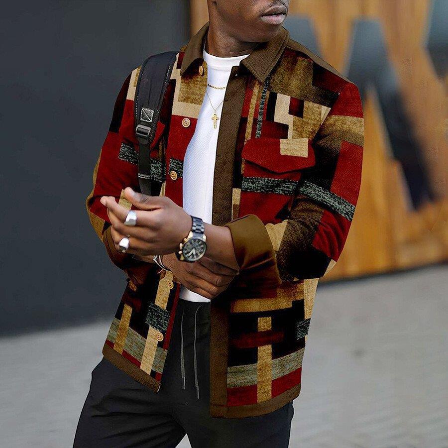 Fashion Men's Lapel 3D Printed Jacket