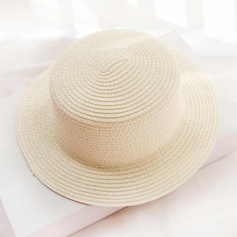 Flat Top Hat Foldable Simple Beach Korean Version Casual Travel Straw
