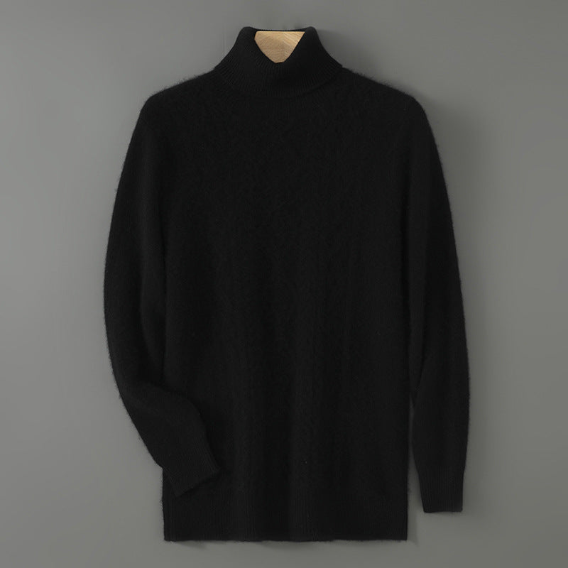 Business-casual High-neck Jacquard Thickened Loose-fitting Pullover Sweater