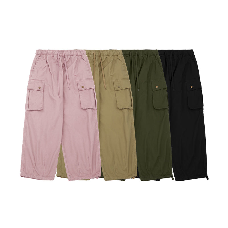 Men's Twill Wide Leg Loose Large Workwear With Pocket Paratrooper Pants