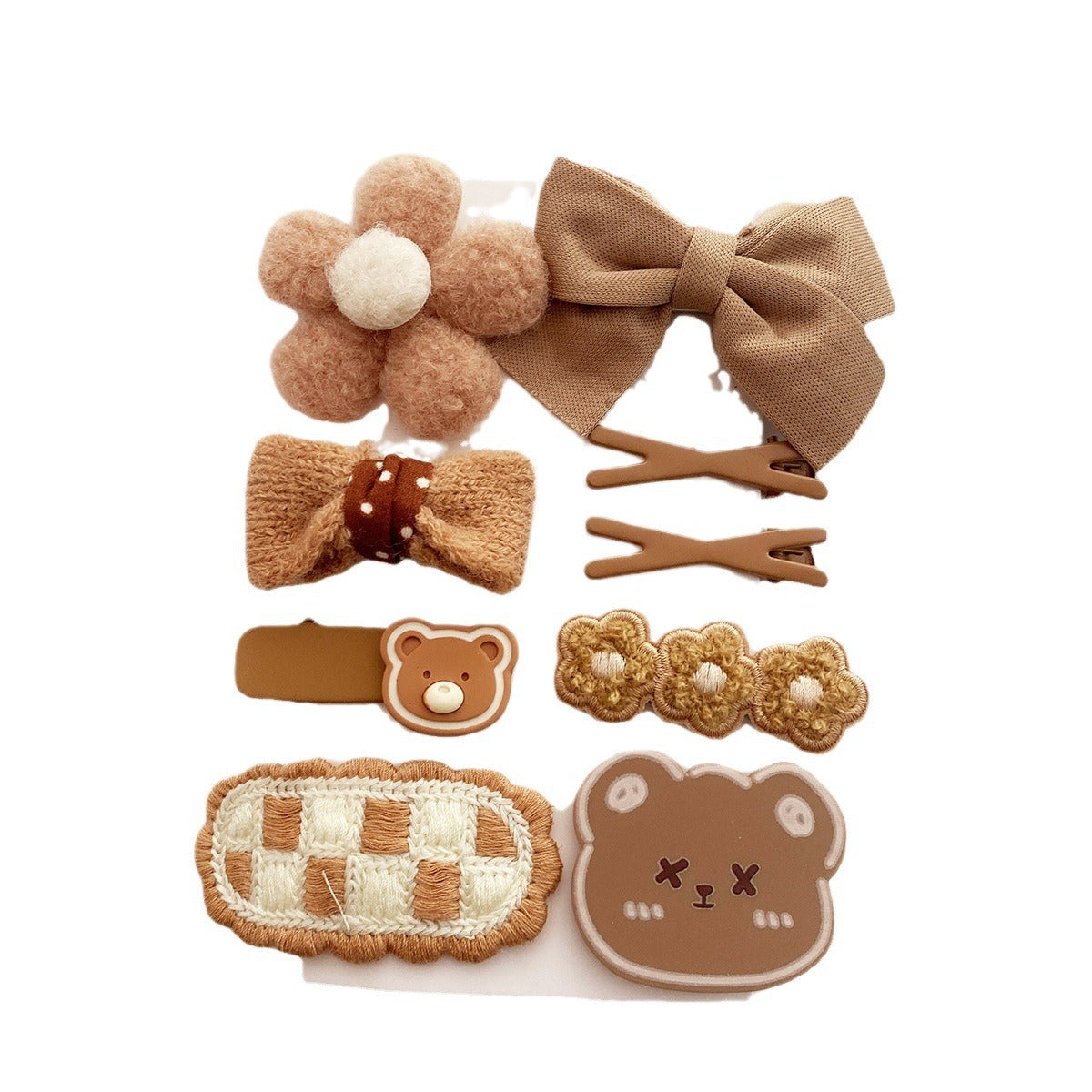 Korean Style All-match Milk Tea Color Autumn And Winter Plush Cute Flowers Barrettes Brown Bow Girl's Heart Hairpin