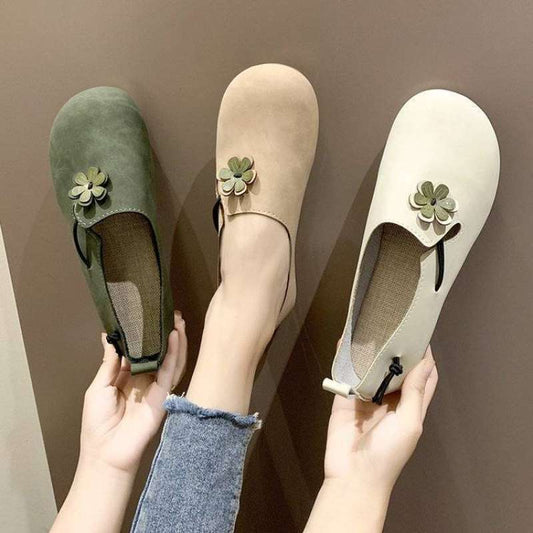 Mori Women's Retro Peas Shoes Lightweight Flat Pumps