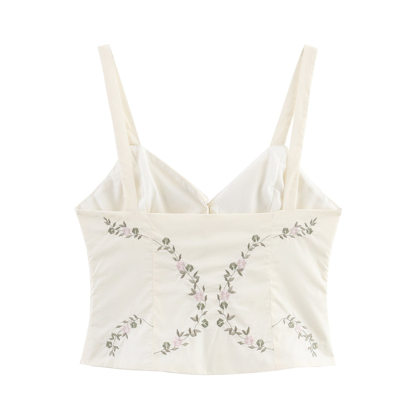 Summer European And American Style Simple Embroidered Poplin Sling Top