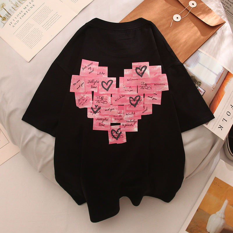 Summer New Printed Alphabet Cartoon Couple Short-sleeved T-shirt Men And Women