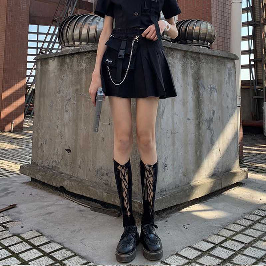 Fashionable Cross Straps Over-the-knee Socks