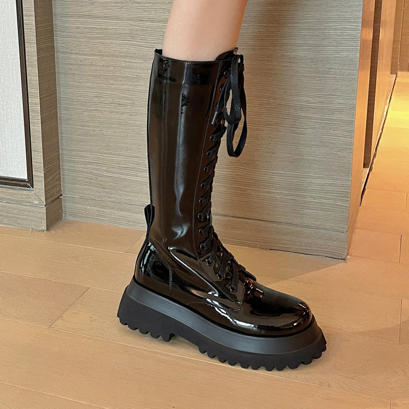 Martin Boots Knight Boots Thick-soled Round Toe Side Zipper High Boots Fashion Women's Shoes