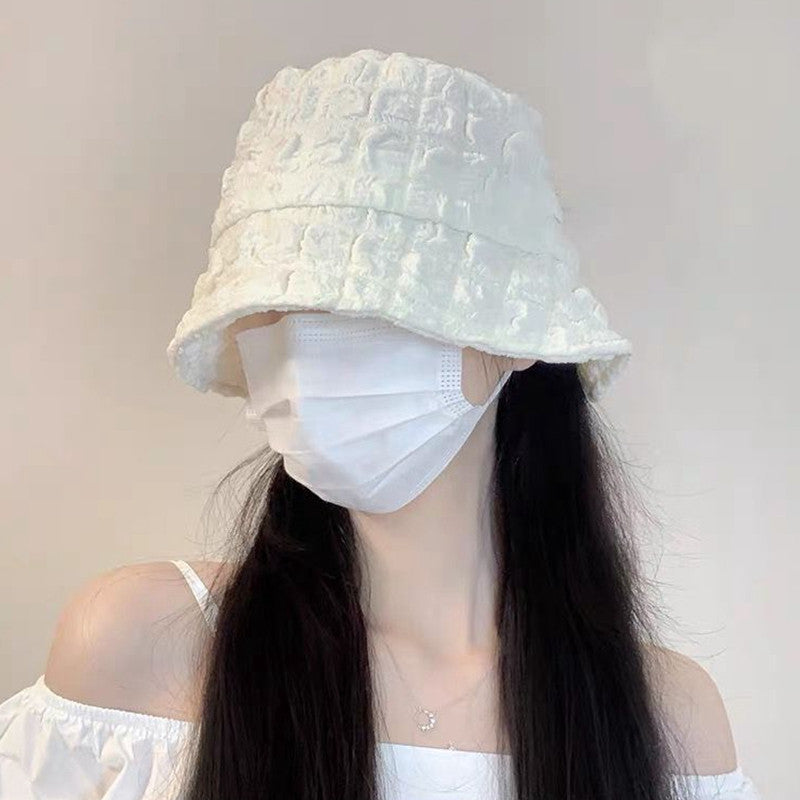 Women's Fashion Simple Solid Color Bubble Fabric Bucket Hat